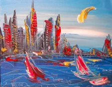 CITYSCAPE  LANDSCAPE   Modern Abstract   Original Oil Painting  IMPRESSIONIST