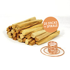 Kit Set Incenso Palo Santo 25 Bastoncini Legno naturale con porta Supporto Rame