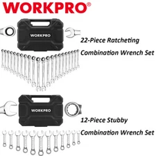 WORKPRO 12PIECE Stubby/22PIECE Ratcheting Combination Wrench Set w/Organizer Box