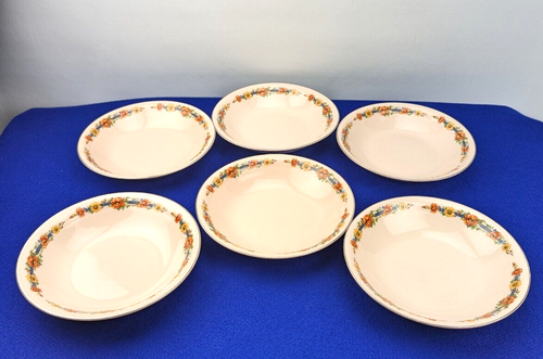 Vintage 6x Bowls 8" Royal Beige Ware Pink "Delyte" Royal China Co Floral 4Z133 - Picture 2 of 9