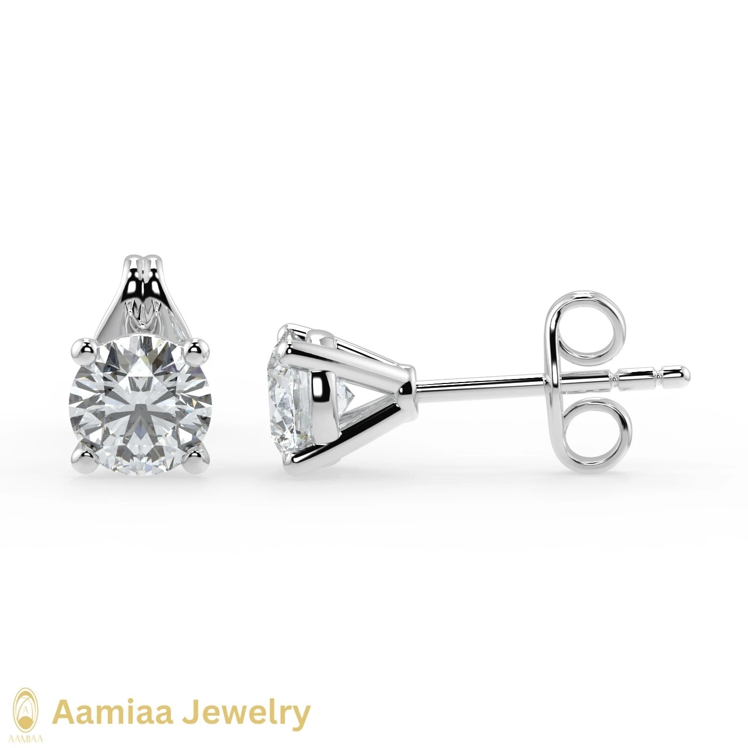 4.00TCW Stud Earrings Christmas Gift Round Lab Grown IGI Certified Diamond 14k Gold image-2