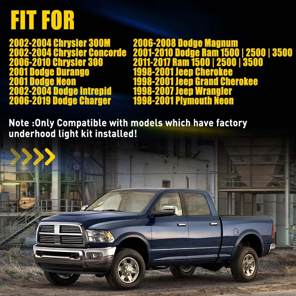 Lámpara de luz de cortesía LED debajo del capó con arnés de cableado para Jeep Wrangler A 1998-07 Foto 3 de 4