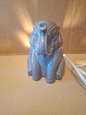 Elephant Night Light Lucky Trunk Up Gray Ceramic Table Lamp On Off Switch 6x5