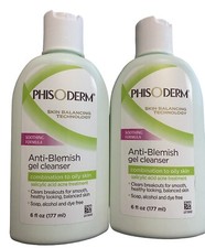 Phisoderm Anti Blemish Gel Cleanser Soothing Formula 6 fl oz each 2 Pack New