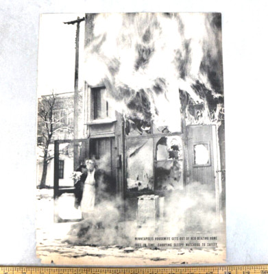 Minneapolis Housewife Magazine Photo Print Ad Advertising Blazing House Fire Dog