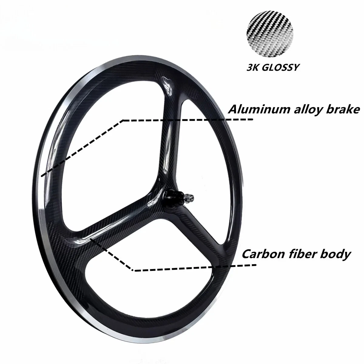 NEW BALANCE 700C Tri Raggi Ingranaggio Fisso Pista Bici Ruote Carbonio Clincher Larghezza 23mm