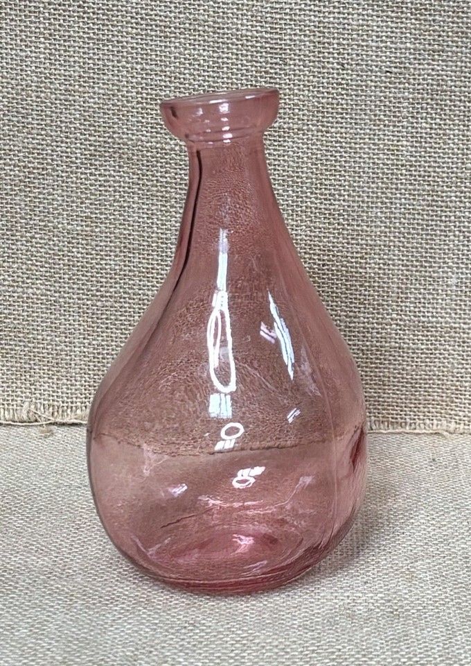 IKEA Vorvind Varvind 6 Inch Pink Glass Bud Vase Funky Shape Curvy