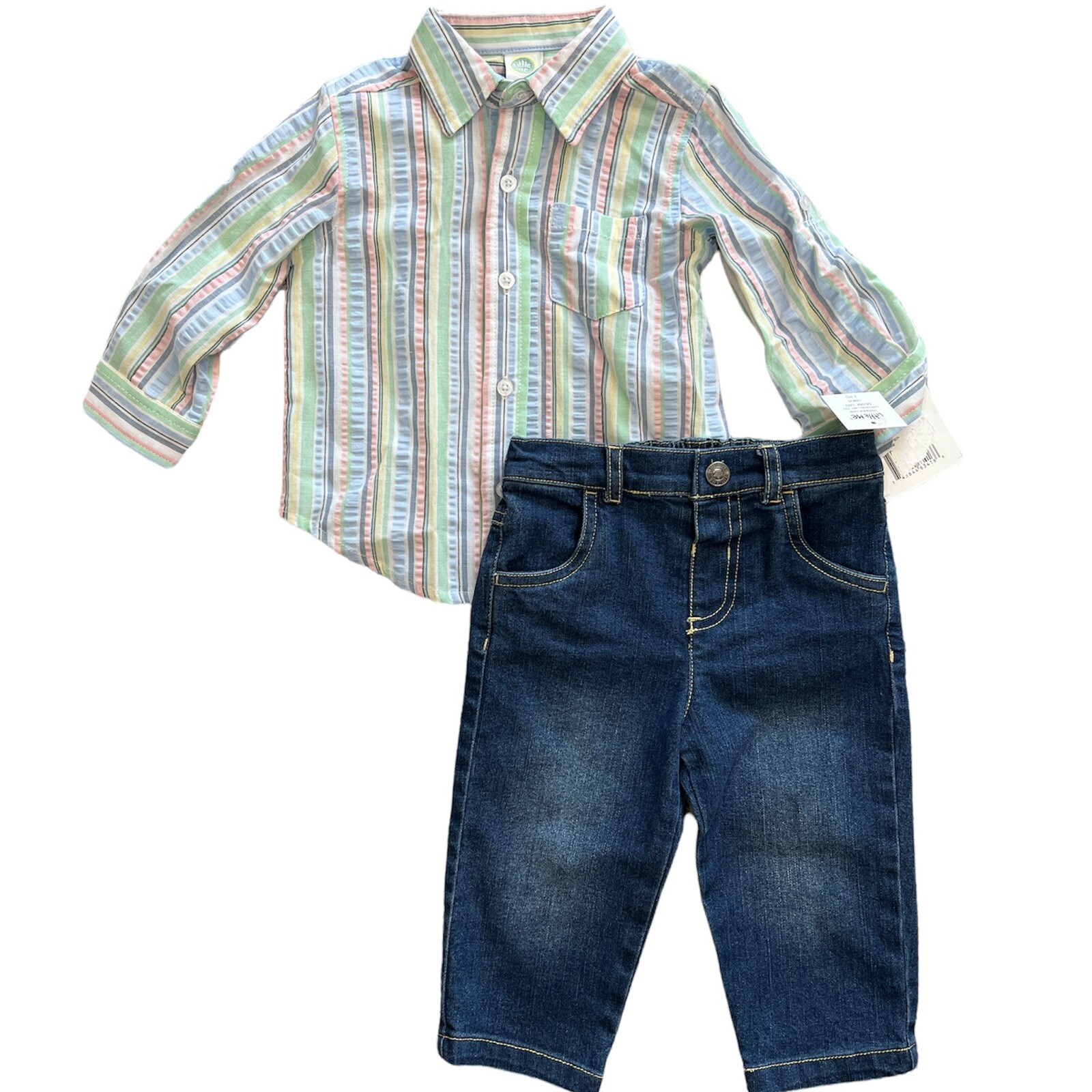 Little Me Boys Multi Stripe Woven Shirt & Jeans Outfit 12 months eBay