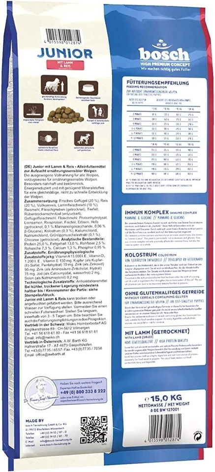 Bosch HPC Junior Trockenfutter mit Lamm & Reis 15kg für Welpen - Bild 2 von 4
