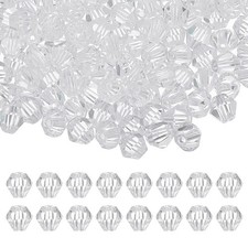 4mm Bicone Crystal Beads, 400 Pcs Glass Faceted Spacer Bead, Transparent