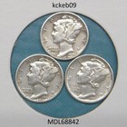 Mercury dime lot of 3, 1942-D, 1942-P, 1942-S.  90% silver coins — photo 1