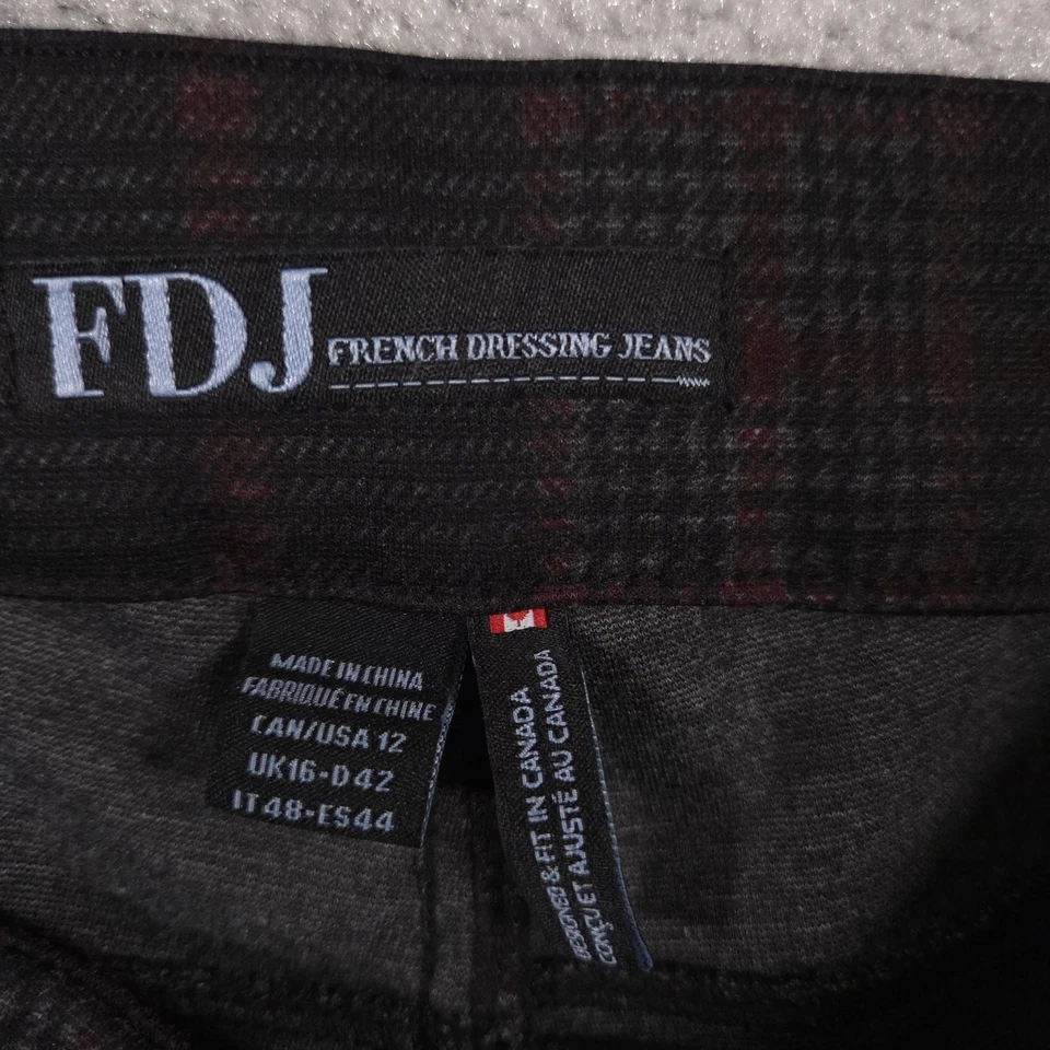 FDJ French Dressing Jeans Pants Womens 12 Gray Plaid Pull-On Slim Leg Stretch - Image 4 of 4