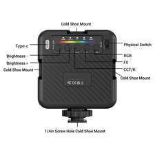 ｀RGB Video Light 3 Cold Shoe Mounts 8 Levels Brightness Adjustment RGB LED