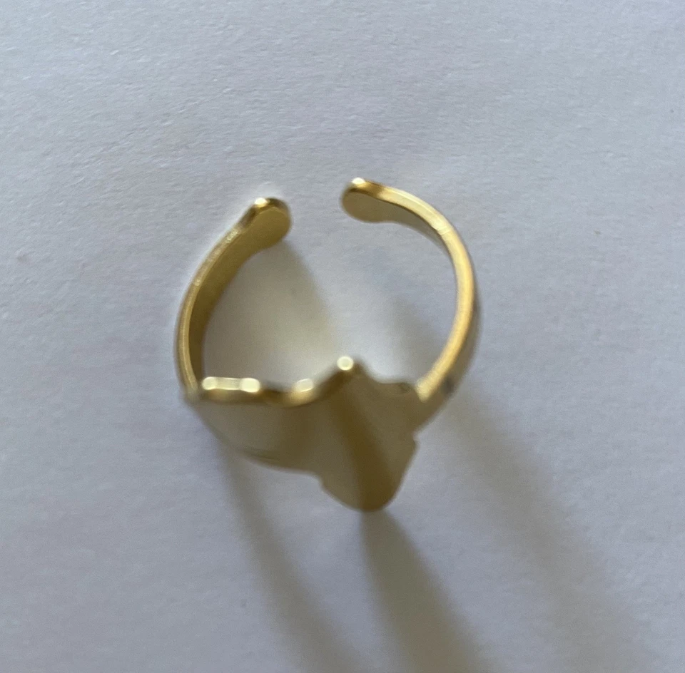 Ring AFRIKA Kontinent Goldgelb Damen größenverstellbar Modeschmuck UNBENUTZT