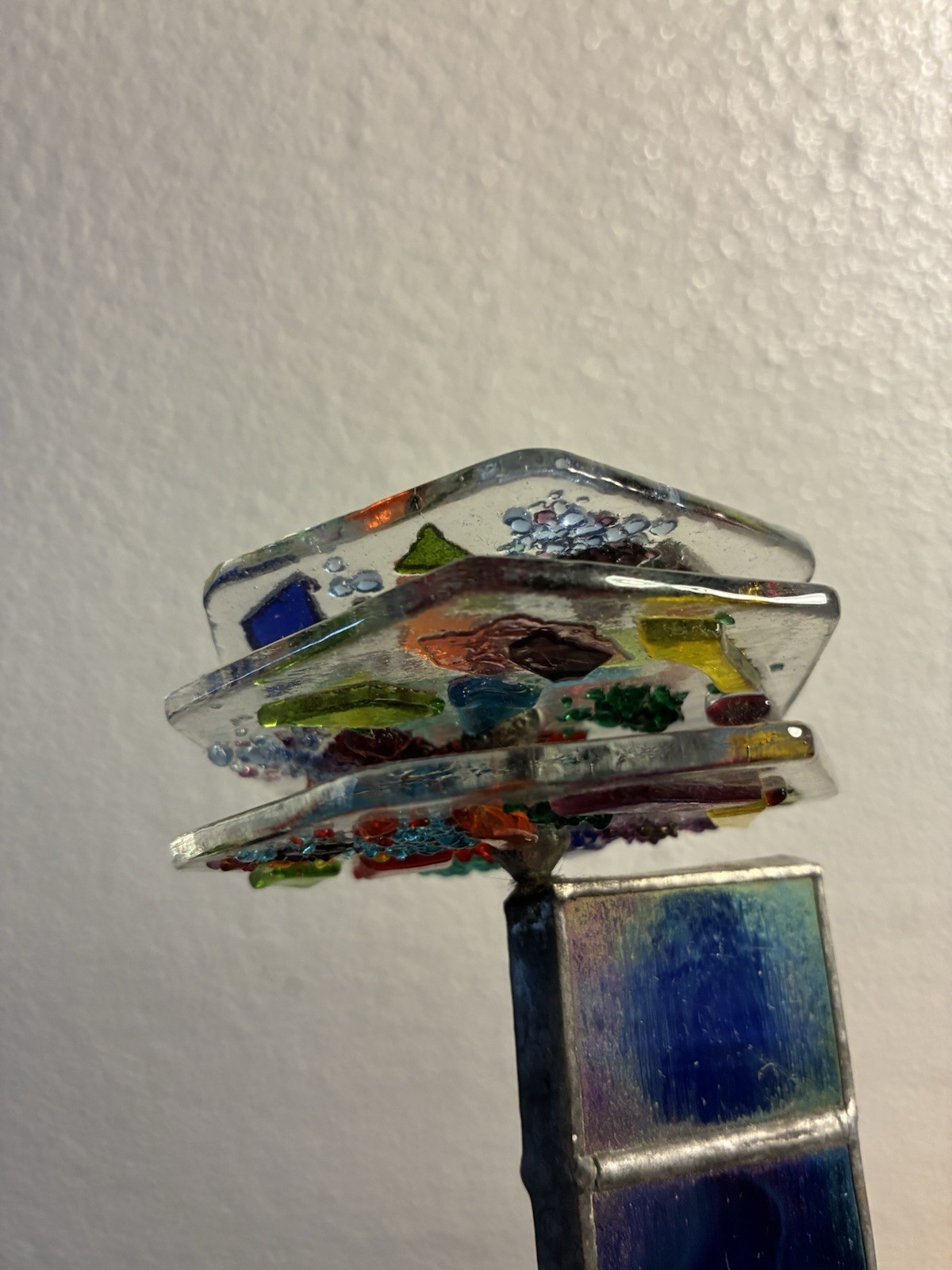 2013 Goldsmith Handmade Kaleidoscope Stained Glass 3 Wheeled Scope Kaleido Art