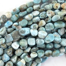 8mm - 10mm natural blue larimar pebble nugget beads 15.5" strand