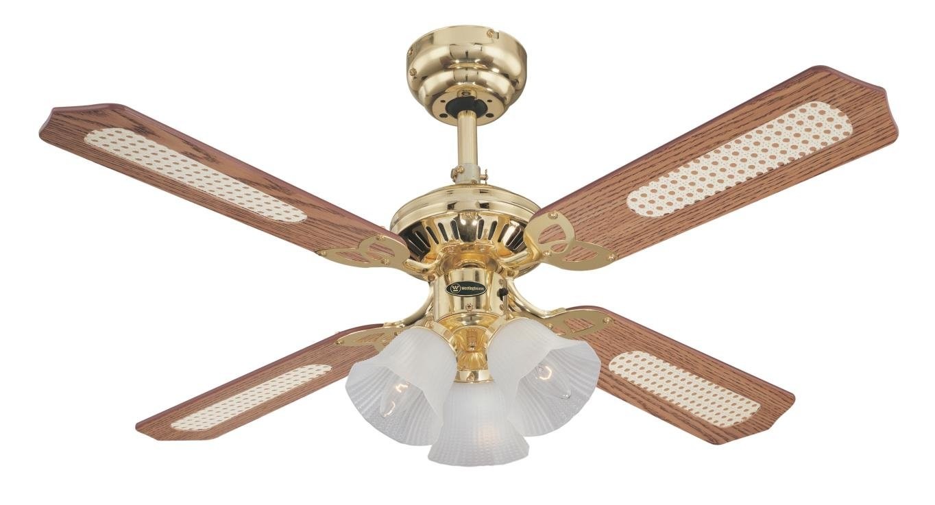 Ventilateur de plafond en laiton poli 105 cm Princess au design noble