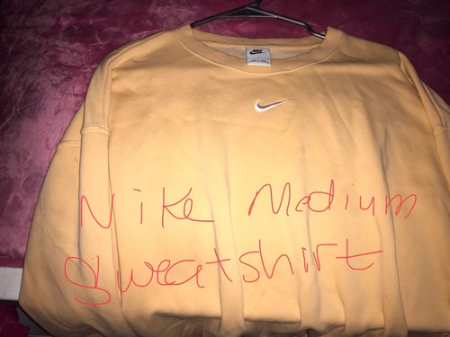 MEN USED VINTAGE Y2K NIKE ORANGE BLACK CENTER CHECK HOODIE SWEATSHIRT SIZE LARGE