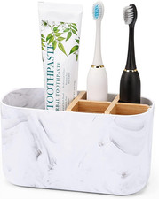 Toothbrush Holders for Bathrooms, 5 Slots Bamboo Toothbrush Holder Kids Electric
