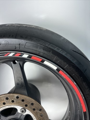 04-05 Honda CBR1000RR Rear Wheel Rim w Brake Rotor Tire CBR1000 Oem STRAIGHT BLK - Picture 5 of 14