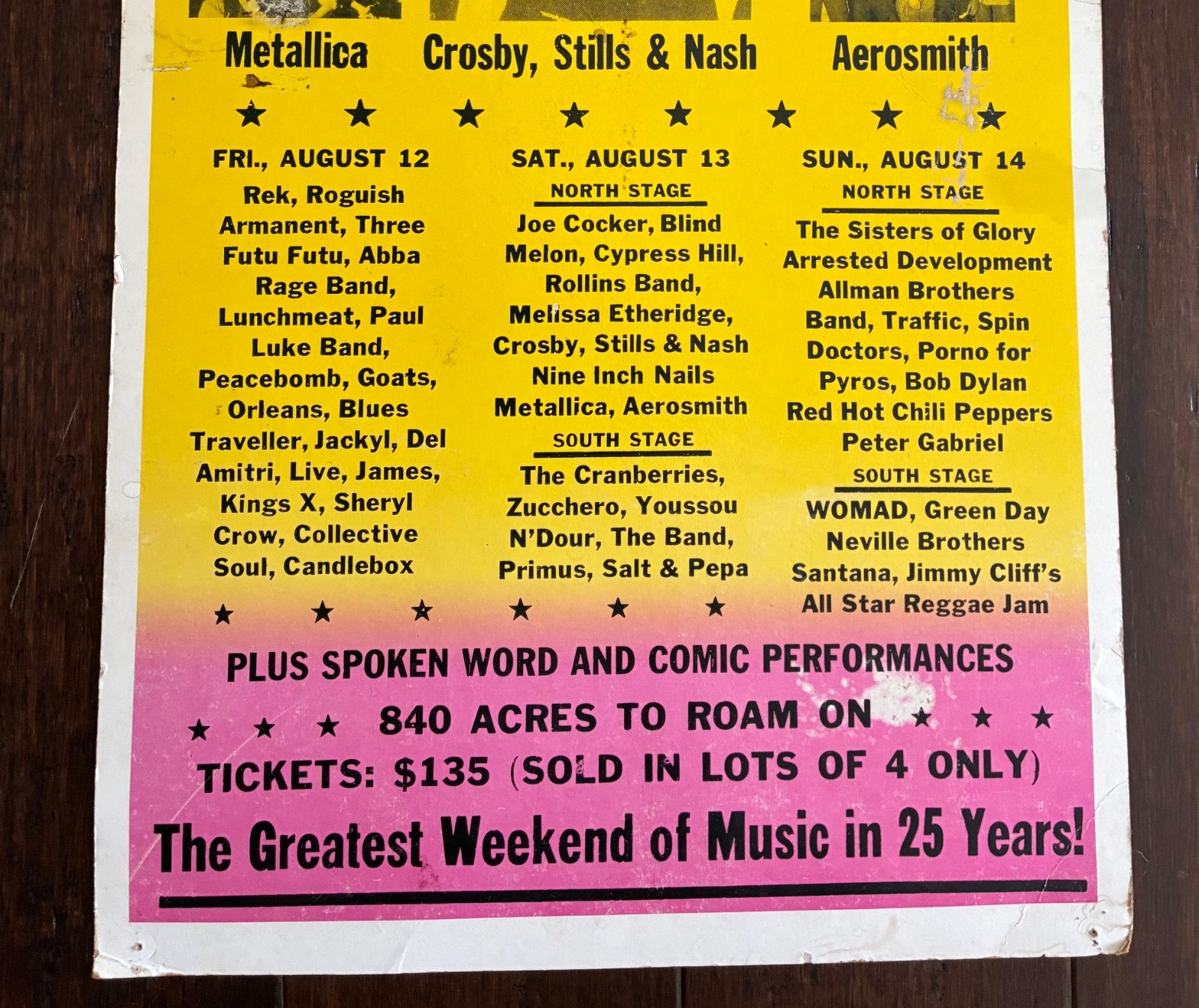 Original Woodstock 1994 Broadside Concert Poster 22” x 13.5” Winston ...