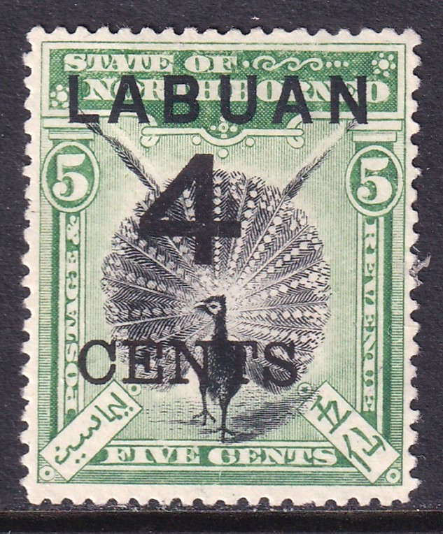 Labuan (North Borneo) unused 1899 4 cents on 5c issue