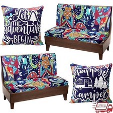 RV Dinette Cushion Covers Set Soft Flannelette Seat Covers Camper Fun Design New