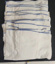 Lot 10 Blue Edge Prefold Cloth rags  14x17 Cotton Birdseye – Washed Clean