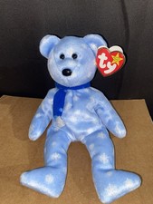 Ty Beanie Babies 1999 Holiday Teddy Bear Blue Snowflake Plush