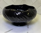 Haeger Pottery Pedestal Planter Vase Black 947-05 7.5"D Elegant w/sticker