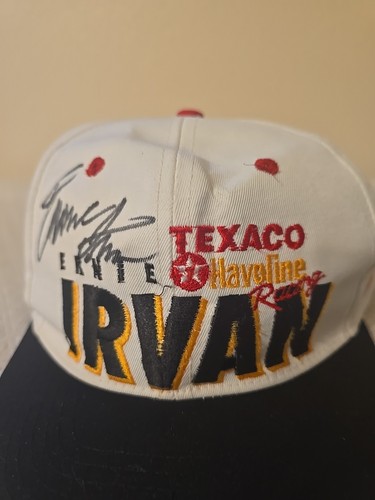 Cappello a Scacchi Bandiera Sportiva Uomo Ernie Irvan NASCAR TEXACO Havoline Snap Firmato - Foto 9 di 10
