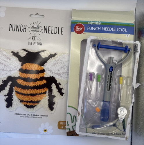 Needle Creations Punch Needle Kit Bee and Punch Needle Tool Kit - Open + Started