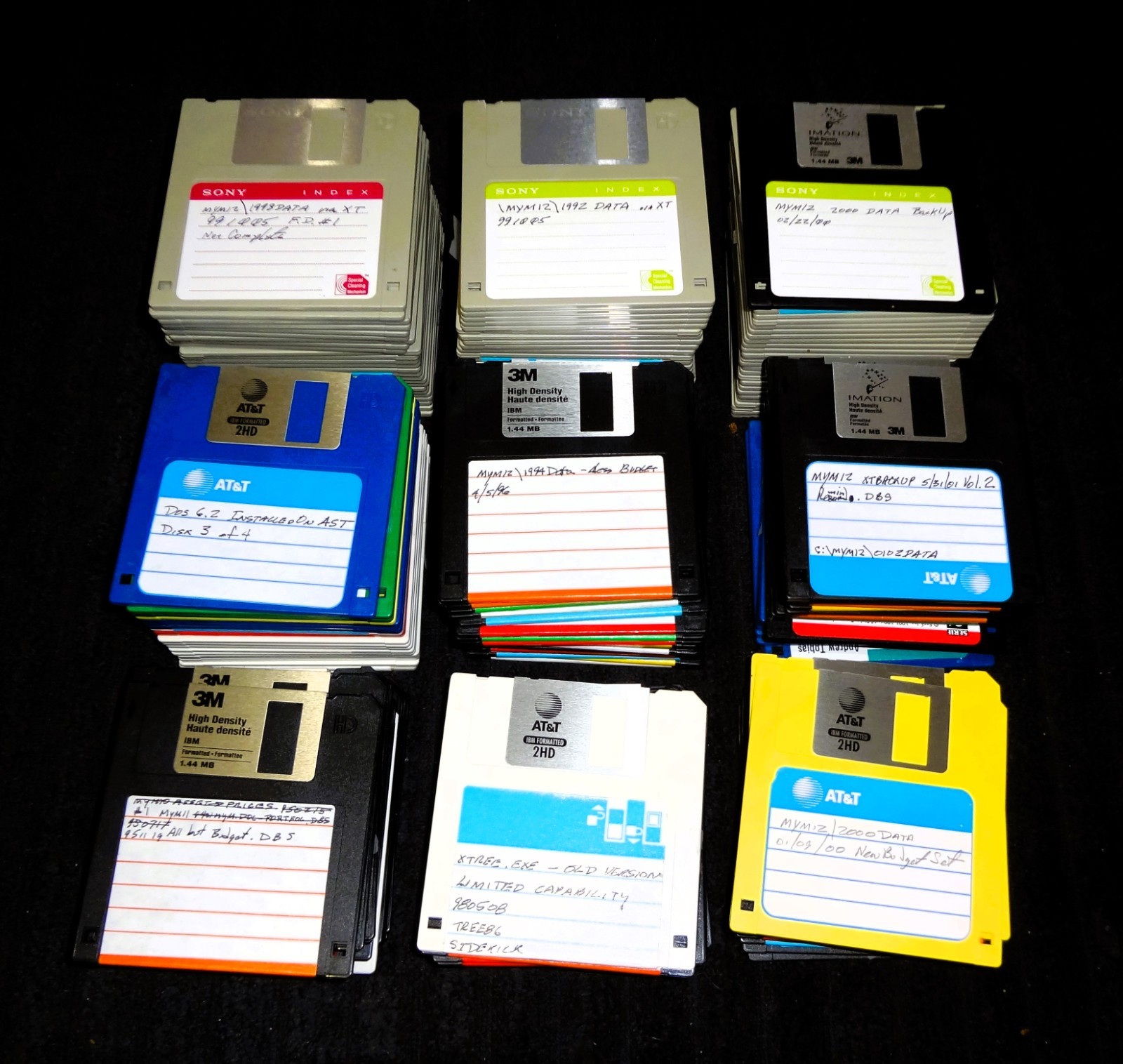 Huge Lot of 160 Floppy Computer Disk 3.5" Unknown Content Used 144 MB