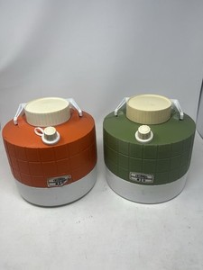Vintage 1970s Thermos Plastic 1 Gallon Water Jug Picnic Camping Set Of 2