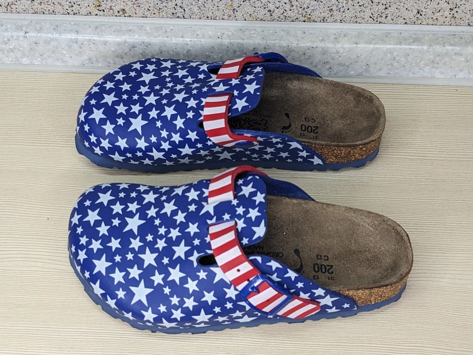 Zuecos Birkenstock Birki’s estrellas y rayas patrióticos bandera de Estados Unidos Boston Foto 2 de 4