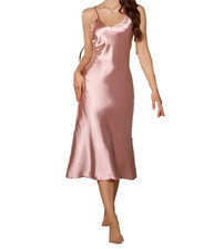 SUMPTUOUS PINK LIQUID SATIN GORGEOUS LEOPARD PRINT LONG NIGHTGOWN L NWT