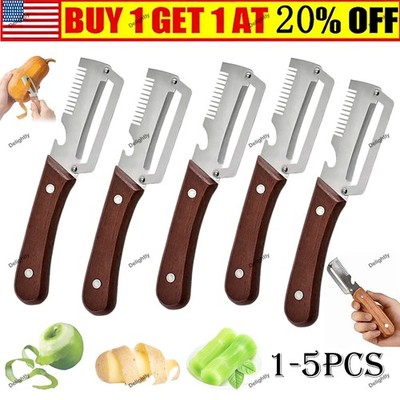Wooden Handle Vegetable Peeler Stainless Steel Kitchen Fruit Carrot Potato Slice
