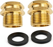 2 Pack 3/4" GHT Female x 3/4" NPT Male Connector Brass Garden Hose Adapter male