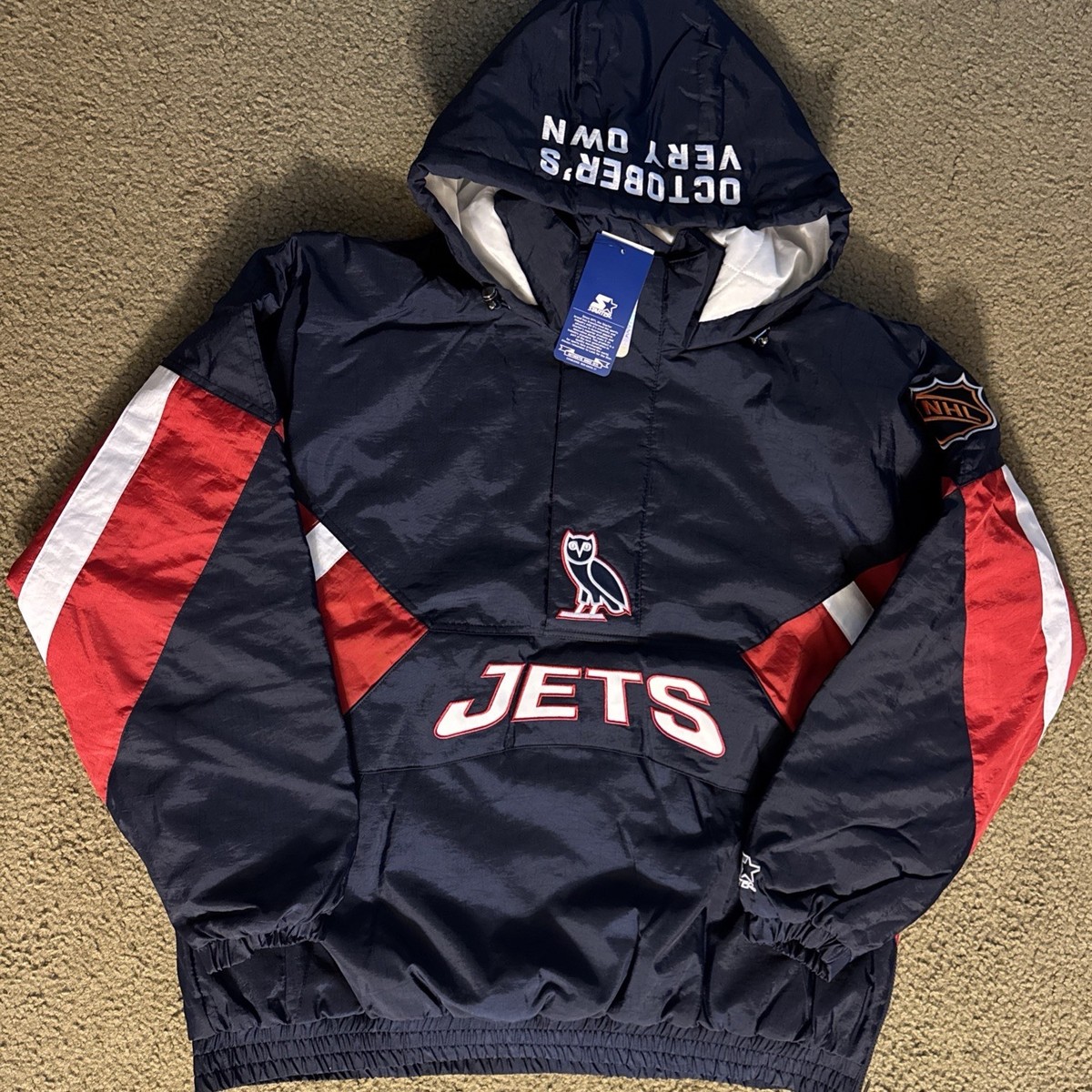 OVO x NHL Winnipeg Jets Starter Half-Zip Hooded Jacket Size L & XL