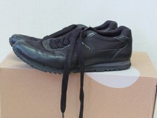 AUTH LUXURY PRADA SNEAKERS SHOES 4E2721 BLACK LEATHER + NYLON