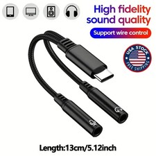 1PCS USB C Microphone Adapter to 3.5mm Combo Headphone Jack Audio Mic Adapter