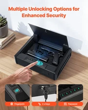 Gun Safe – Heavy Duty Handgun Safe with Fingerprint, Password, & Key, Quick Acce