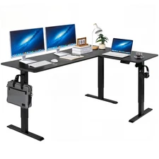 VEVOR L Shaped Desk Electric Adjustable Height Corner Office Gaming Desk Black