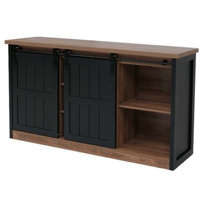 B-Ware Sideboard MCW-K75, 7 Fächer Holz-Optik Industrial Metall, braun-schwarz