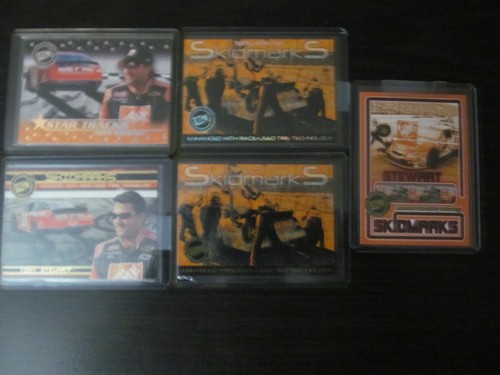 Tony Stewart 5 card skidmarks race used lot with 2 #ed cards NASCAR