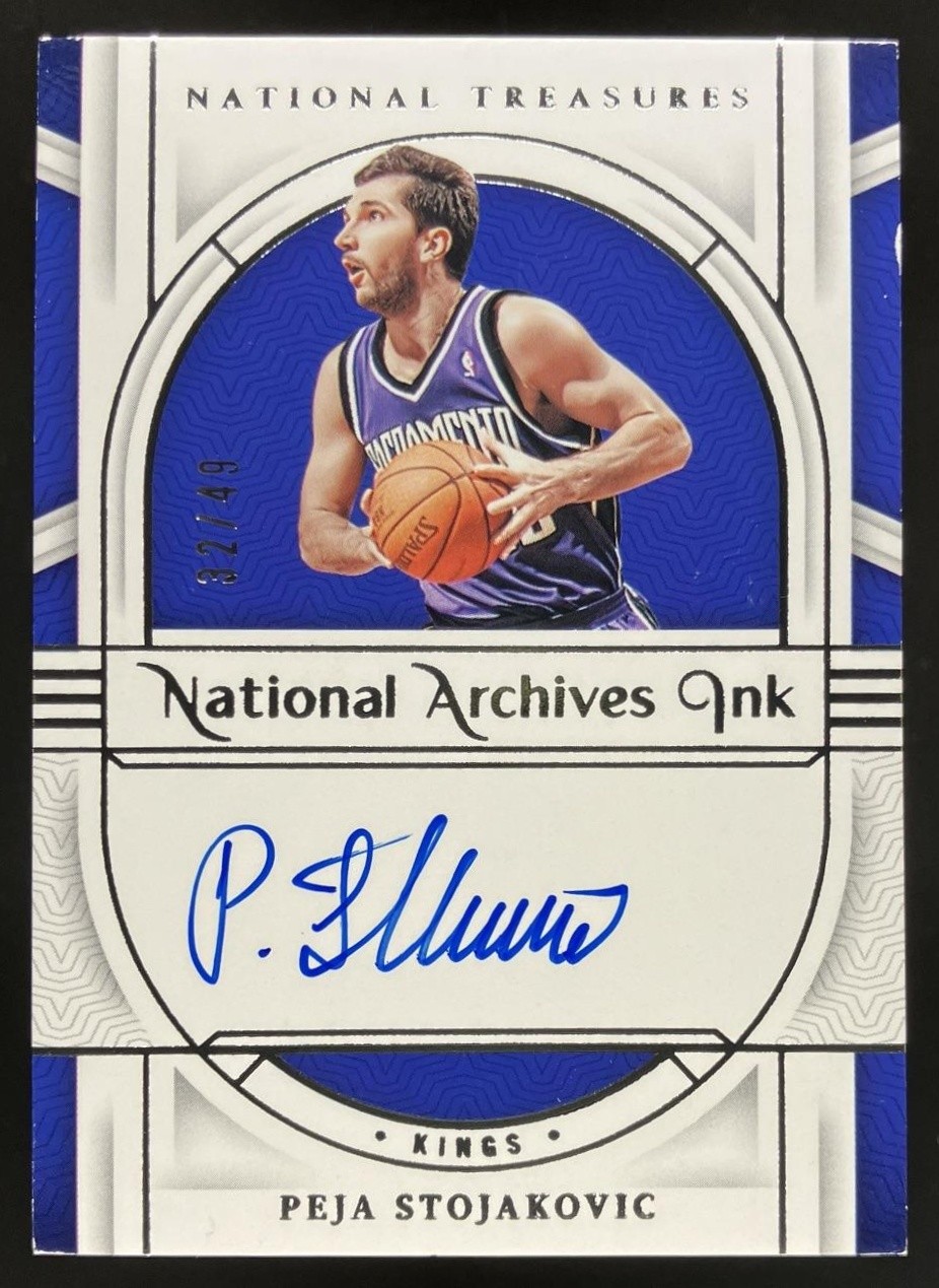 2023-24 Panini National Treasures Peja Stojakovic National Archives Ink /49 Auto view 1