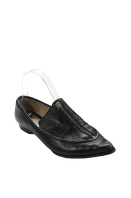 Derek Lam 10 Crosby Womens Leather Zip Pointed Toe Loafers Shoes Black Size 10