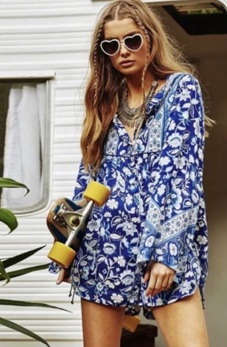 Spell & The Gypsy Romper Size XS Floral Long Slee… - image 3