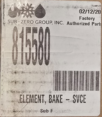 #ad Wolf SUB ZERO Bake Element 815580 $160.00