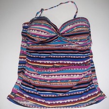 NWT Anne Cole Multicolor Tankini Top with Removable Strap Lg Swim Beach Cruise